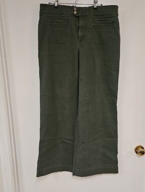 LOFT Olive Green Wide-Leg Trousers